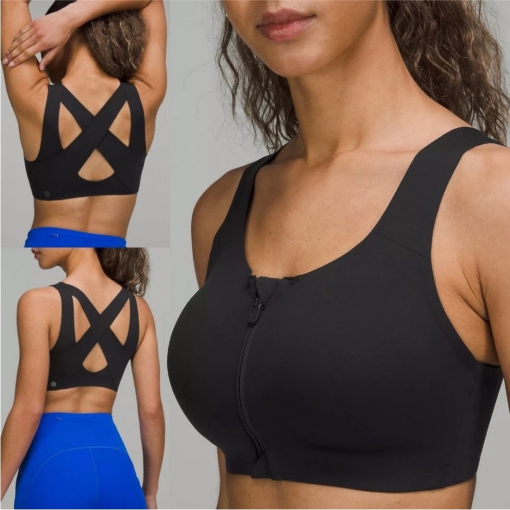 Lululemon Athletica Enlite Black Zip Front Sports Bra